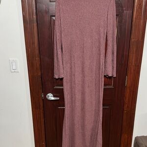 Elegant Mauve Long Sleeve Dress